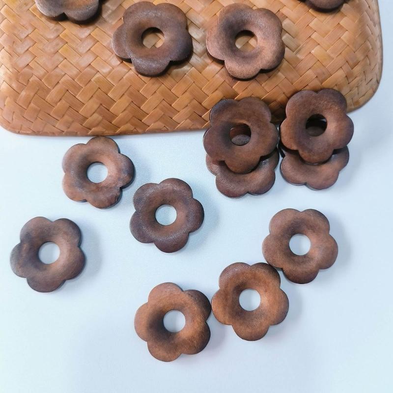 10 Pcs Wooden Flower-Shaped Spacer Beads Blanks Flower Earring Findings Charm for DIY Necklace Earrings Jewelry Making