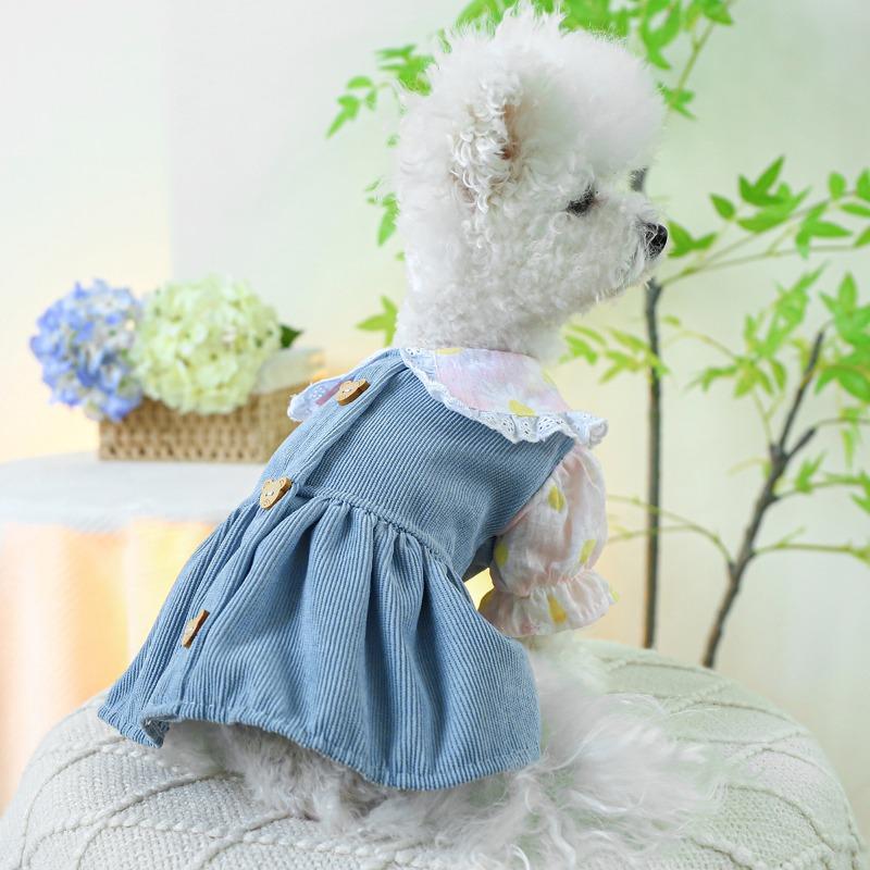 Dog Dress Clothes Spring Summer Thin Cat Princess Skirt Floral Cute Small Dog Teddy Pet Dog Dress with Flowers Dog Clothes