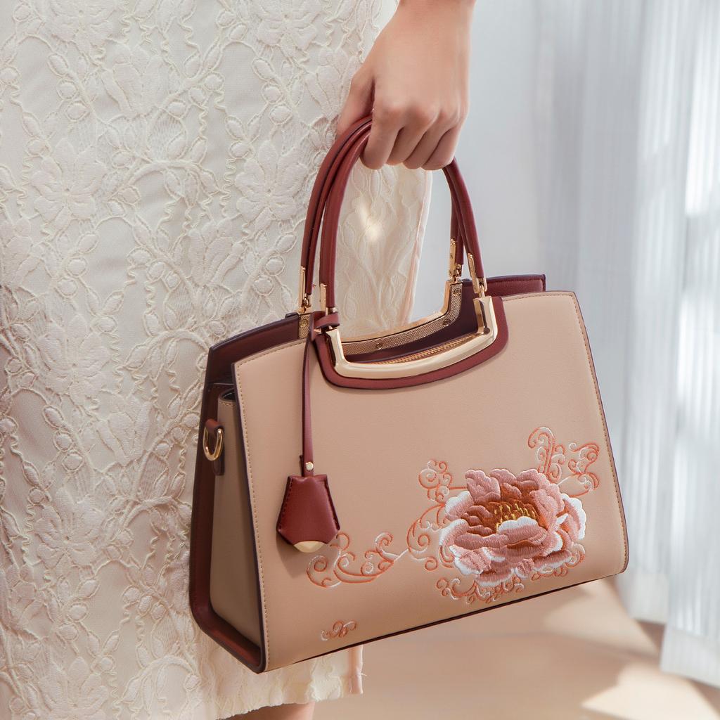 Embroidered Mommy Bag 2024 New Model Large Capacity Handbag Crossbody Bag for Middle-Aged Women Practical Birthday Gift