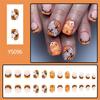 48-tlg. 2er-Set Nagelspitzen mit Halloween-Motiven – orange glänzende, quadratische, kurze Aufklebnägel mit süßem Kürbis- und Buh-Muster
