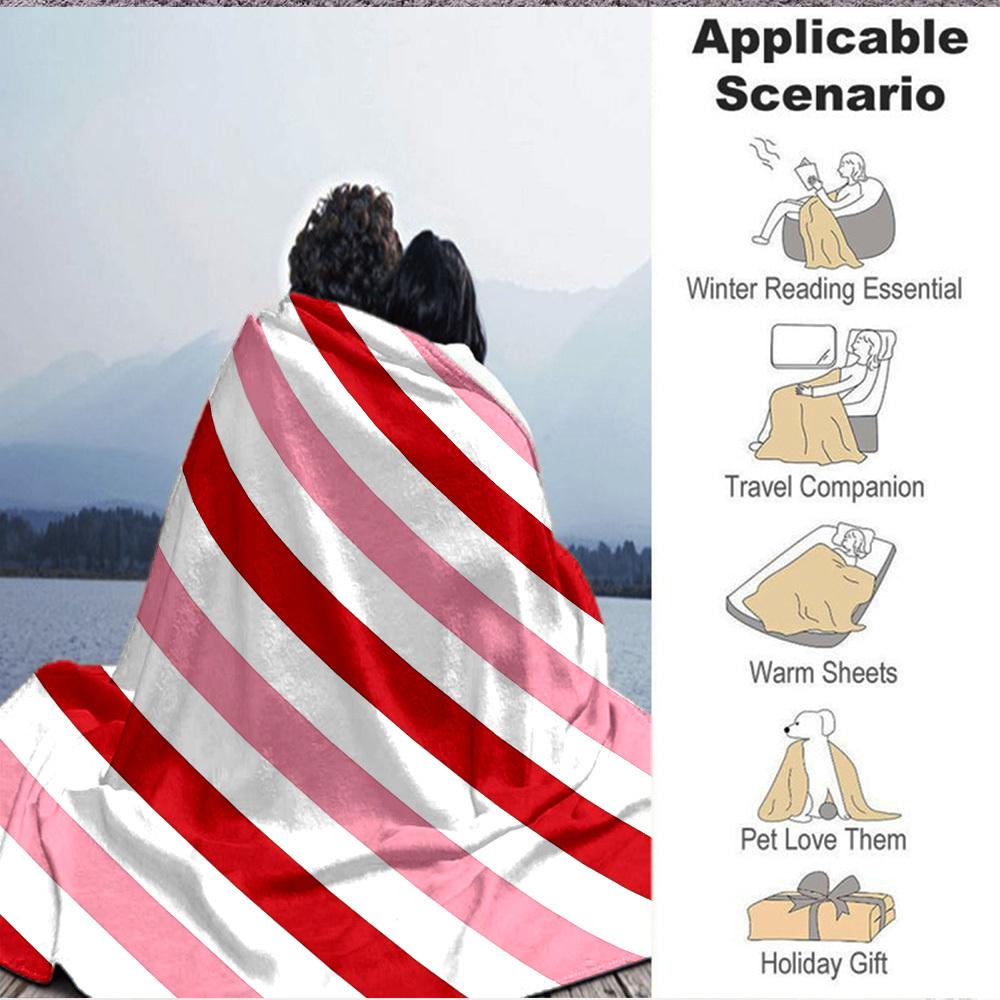 1pc Red Stripes Blanket Warm, Cozy, And Soft, Suitable for Sofas, Beds, Cars, And Office Use.Perfect for Camping And Travel, Making It a Great Gift fo