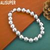 925 Sterling Zilver 10mm Gepolijste Kralen Zijschakel Eenvoudige Armband Cadeau Sieraden