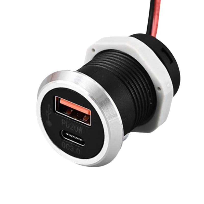 1Pcs 9V/2A 5V/3A Usb Type-C Mini Fast Charging Car Charger Desktop Hidden Integrated Usb Charger Auto Power Embedded Socket