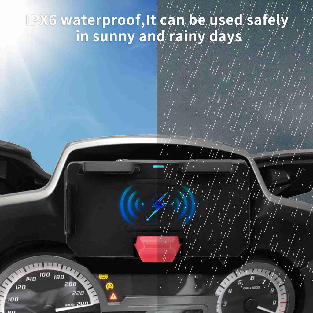 Aumotop Motorcycle Mobile Phone Navigation Bracket Wireless Charging Support with Two USB Ports Replacement for BMW