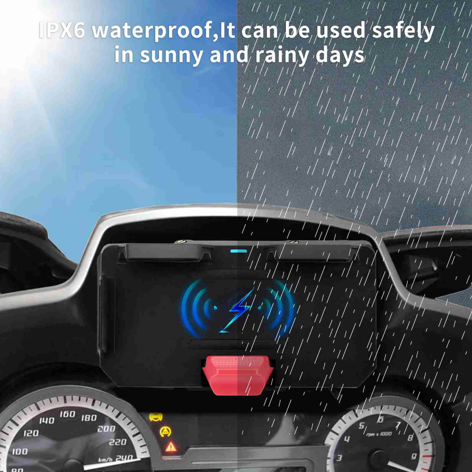 

Aumotop Motorcycle Mobile Phone Navigation Bracket Wireless Charging Support with Two USB Ports Replacement for BMW чёрный