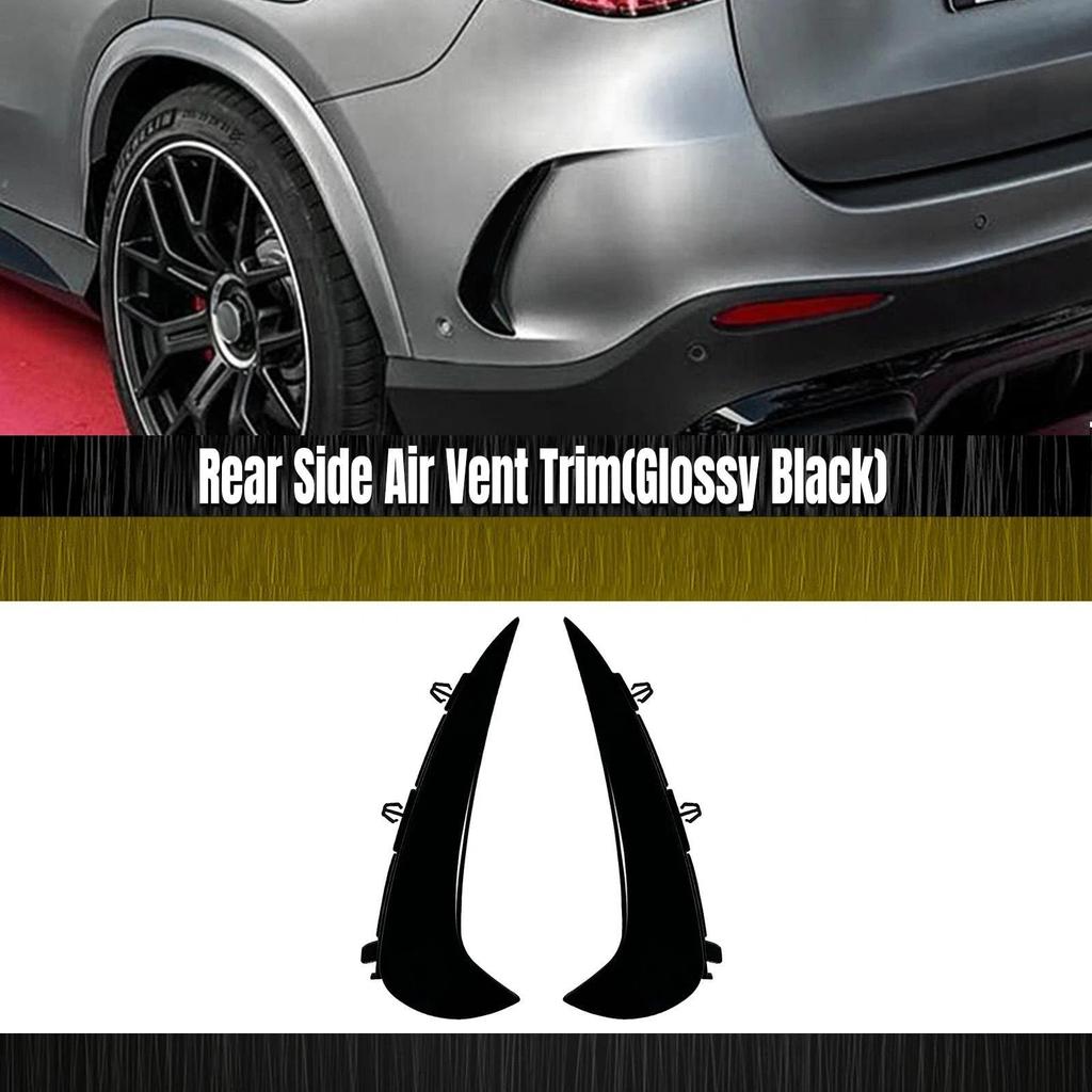 2 Pieces Car Rear Bumper Canard Side Spoiler Guards for GLC-Class X254, AMG Line GLC260, GLC300 (2023) + Rear Spoiler Wing (Black)