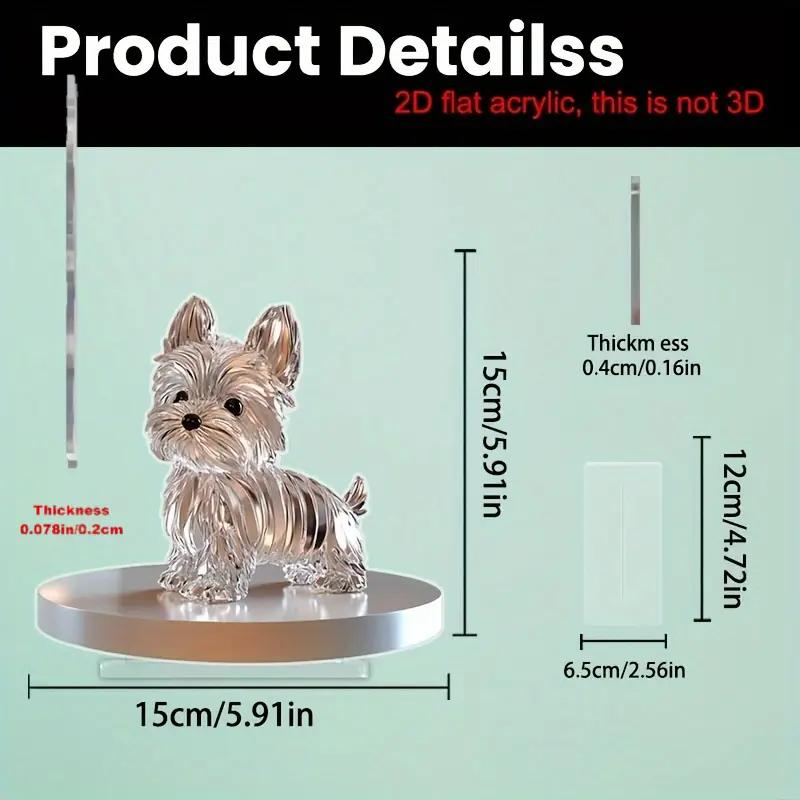 1pcs flat decorative statue, exclusive small and fun, crystal dog ornament suitable for bedroom decoration and office decoration