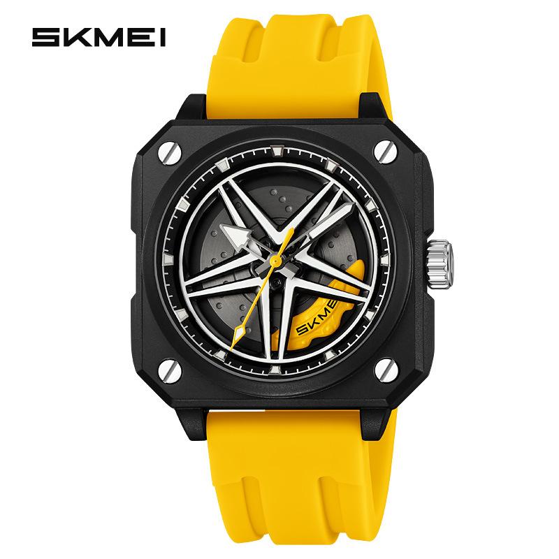 New men's quartz watch waterproof silicone strap student watch hollow rotatable wheel hub dial design
