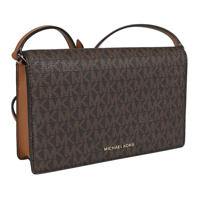 Michael Kors Gold Logo Flap Crossbody Shoulder Bag Medium Women Bags Brown 32T4GJ6C6B_252