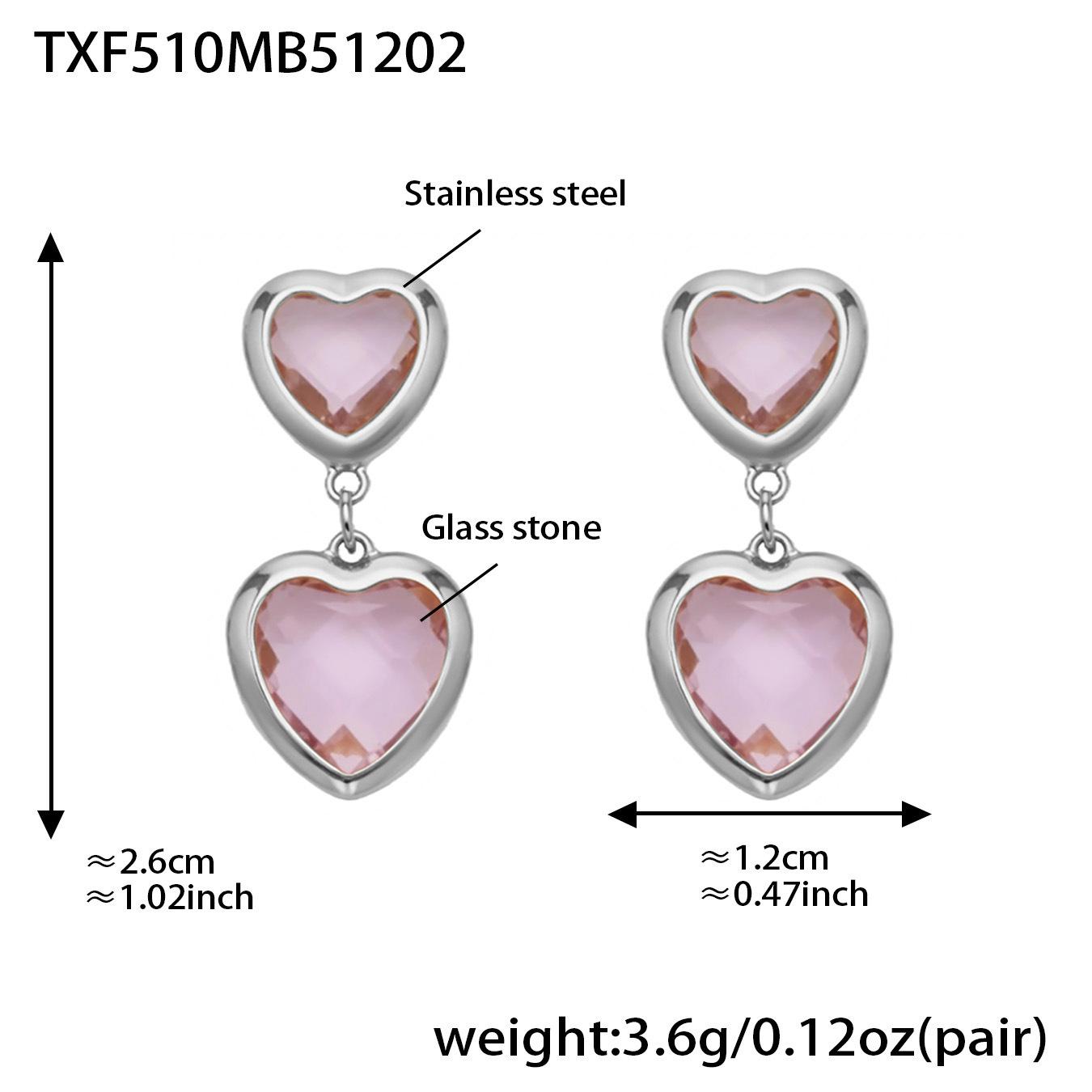 

18k Gold Plated Stainless Steel Jewelry Set: Heart Necklace, Bracelet, Earrings, and Bread Slicer Charm - Fade Resistant.