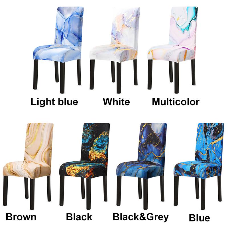 1pc Marble Textured Dining Room Chair Covers Stretch Chair Covers Removable Universal For Home Kitchen Dining Room Wedding