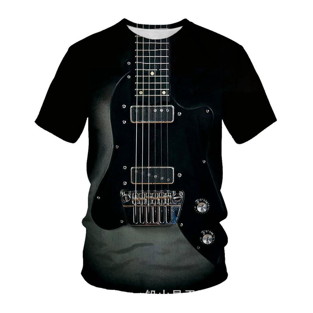 Summer Creative T-shirt Men's Music Printed 3D T-shirt Casual Fashion Comfortable Large Round Neck Short Sleeve T-shirt