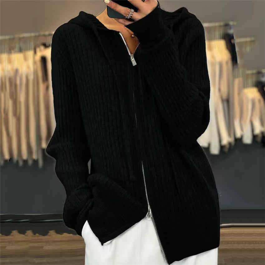 

Tooxika осень и зима новый повседневный однотонный свитер с капюшоном и длинными рукавами вязаный свитер куртка на молнии свитер кардиган XXXL