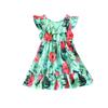 Girls' Dress Children'S Clothing New Spring-Summer Style With Flying Sleeves Cute Bow On The Back Casual Printed Dress