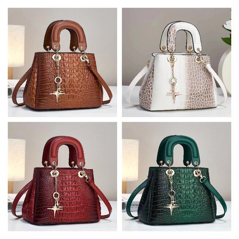 Crocodile Pattern Fashion Women's Handbag Large Capacity Soft Leather Atmospheric Middle-aged Mom Bag