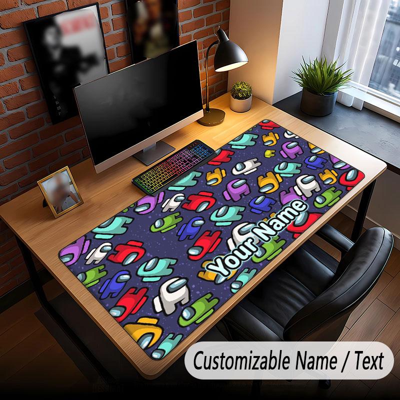 Custom Name Text Big Mouse Pad,Among Us Soft Non Slip Extended Desk Mat For Home Office