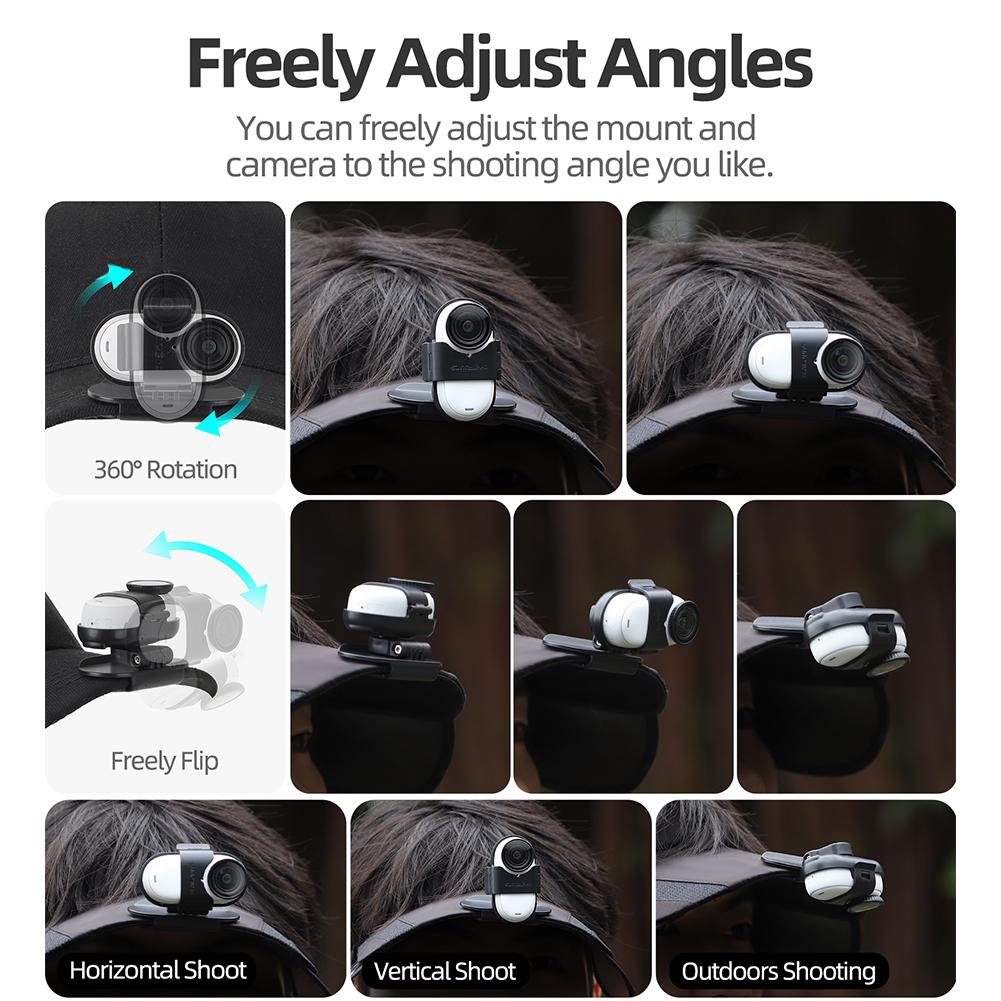 Sports Camera Mount 360 Degree Backpack Clip Camera Cap Holder for Insta360 GO 3/GO 3S Camera Accessories