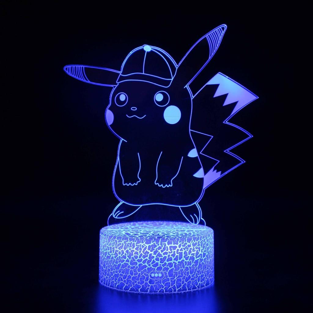 Pikachu Led Night Light 3d Illusion Lamp Bedside Kids Gifts Bedroom