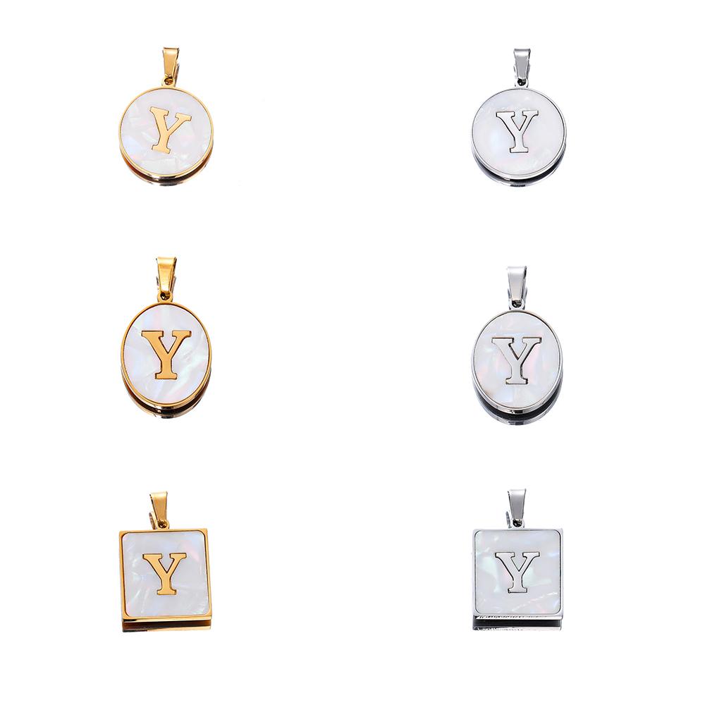1Pcs Stainless Steel With Pinch Bail Clasps Imitation Pearl Letter Charms Pendant For Necklace DIY Jewelry Making Accessories