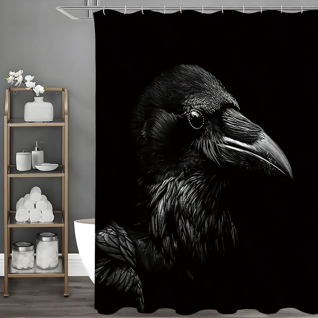 

Черный ворон Занавеска для душа, Декоративная занавеска для душа для ванной, Водонепроницаемая занавеска для душа с крючками 90*180cm