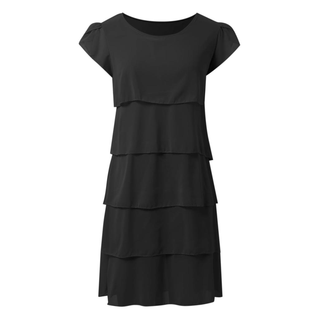 Shot Sleeve Boho-kjole for kvinner Casual Loose fit Summer Sunkjole Solid kjole