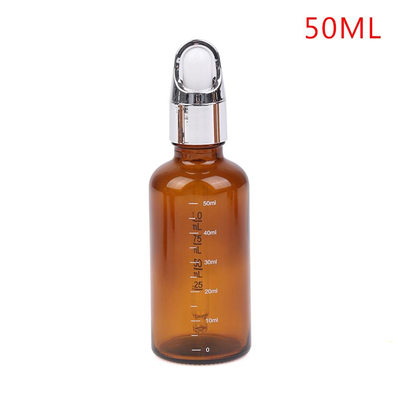 1PC 5-100ml Dropper Bottles With Scale Reagent Eye Drop Amber Glass Aromatherapy Liquid Pipette Bottle Refillable Bottles Travel