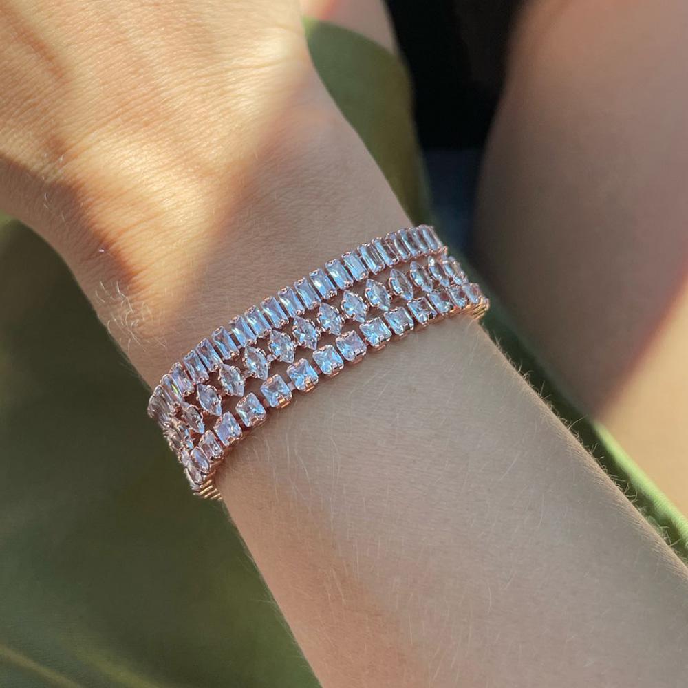 Fashionable Zircon Tennis Bracelets for Women Dazzling Various Shape Crystal Chain On Hand Trend Sexy Party Accessories Jewelry