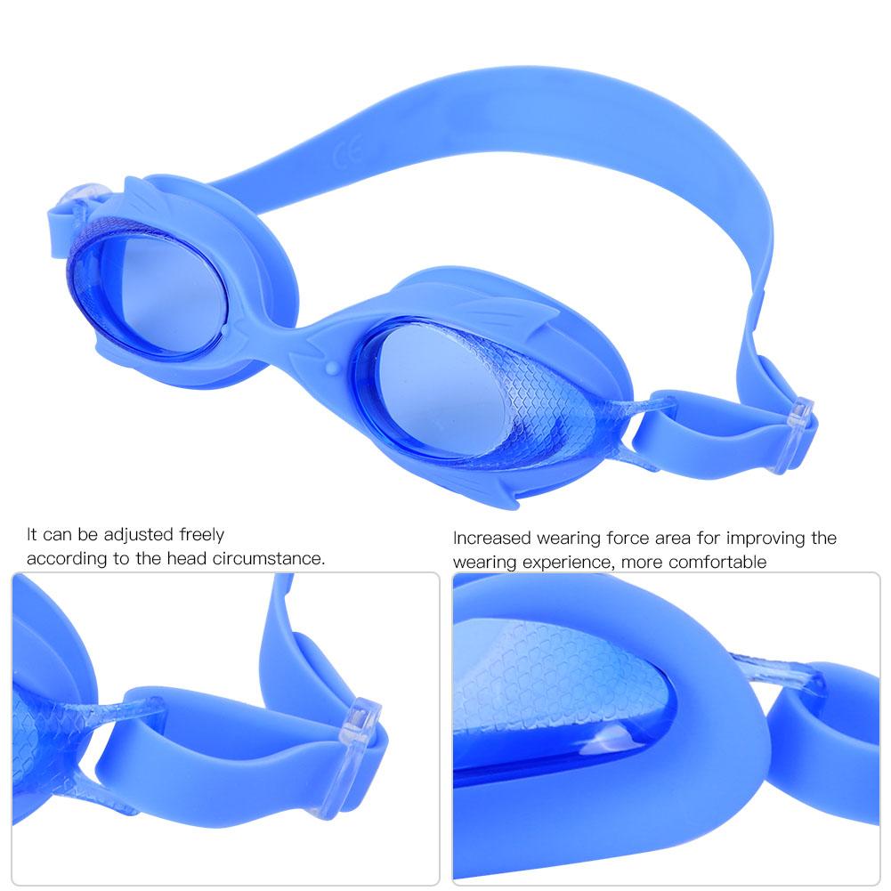Cartoon Swimming Goggles Cute Fish Shaped Anti Fog Adjustable Swim Glasses for Children(Blue )