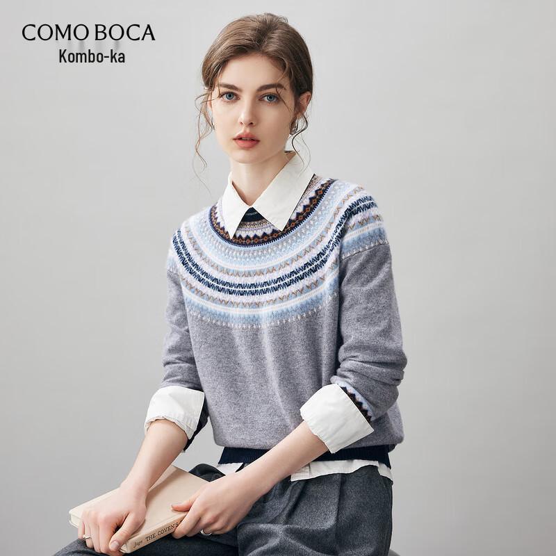 

Komonboka 2025 Autumn/Winter Women s Fair Isle Cashmere Round Neck Sweater XL
