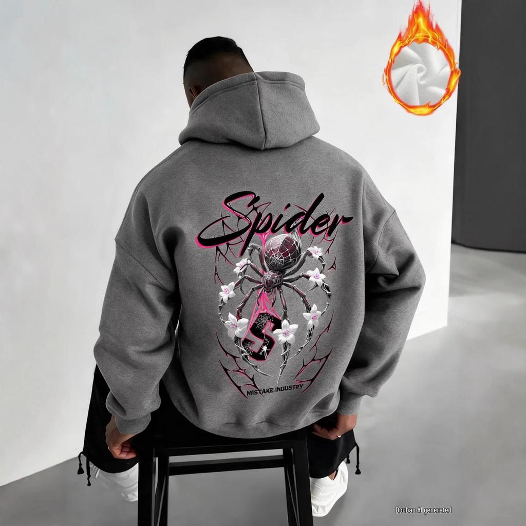 2025 Men's Spiderweb Graphic Sport Pullover Hoodie Sweatshirt