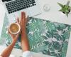 Anti-Slip Protective Desk Mat with Tropical Leaves Graphic 90x45 Cm