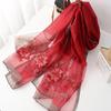 Fashion silk wool scarf women hijab pashmina shawls wrap Luxury Bandana Blanket Floral Pashmina Embroidery Scarves Foulard
