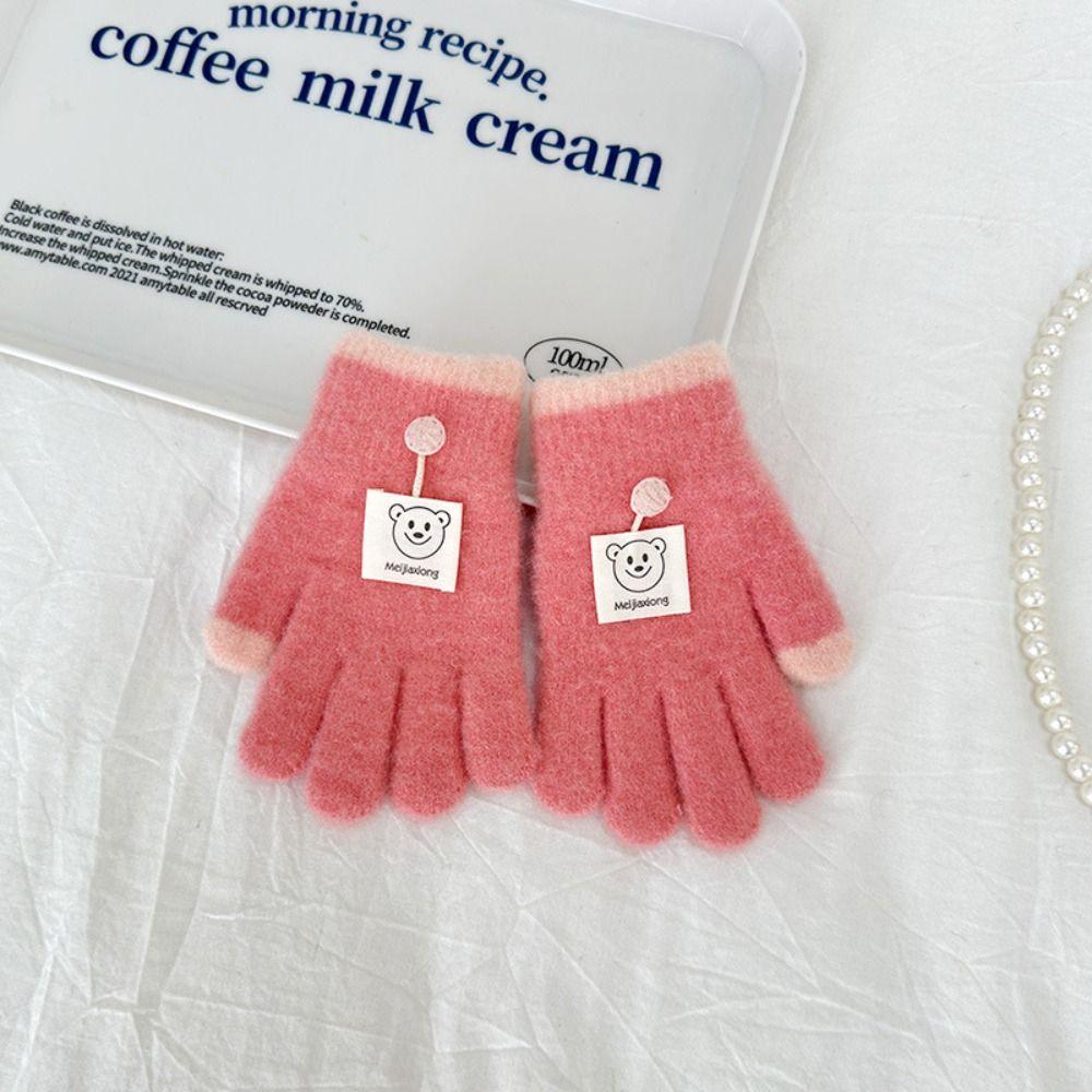 3-8 Years Old Thicken Velvet Children Knitted Gloves Elastic Winter Warm Gloves