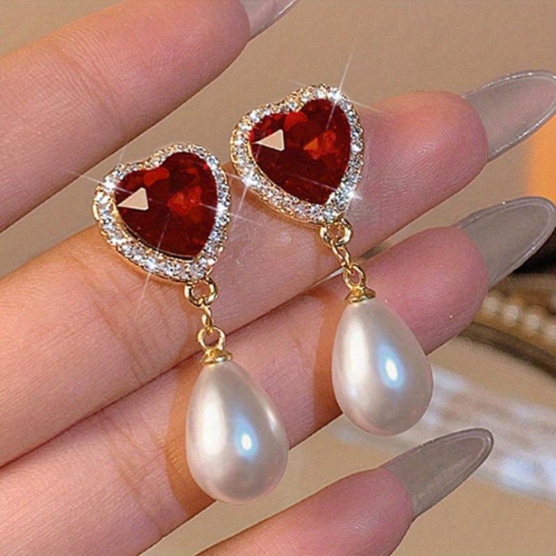Heart Pendant Earrings for Women, Love Shape Dangle Earrings, Valentine's Day Jewelry Gifts for Her, Anniversary Party Accessories
