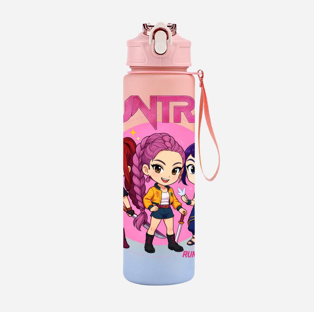Cartoon K-Pop Dämonenjäger Bedruckte 750 ml Wasserflasche Große Kapazität Trinkbecher Tragbarer Outdoor-Sport Wasserbecher Kindergeschenk