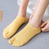 5 Pairs of Women's Summer Pure Cotton Shallow Mouth Silicone Anti Slip Invisible Two Toe Boat Socks