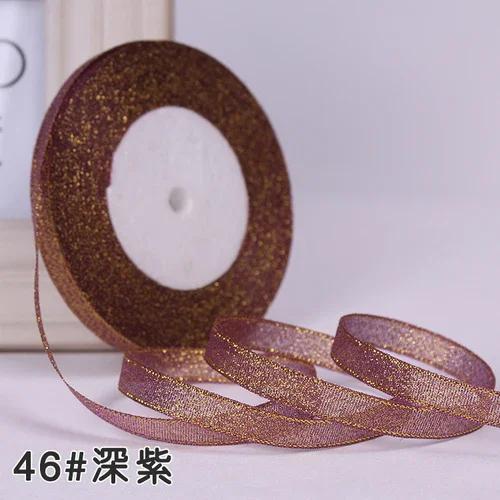 10mm 25Yard Glitter Ribbon Satin Belt DIY Candy Box Gift Packaging Glitter Webbing Halloween Wedding Christmas Decoration Layout