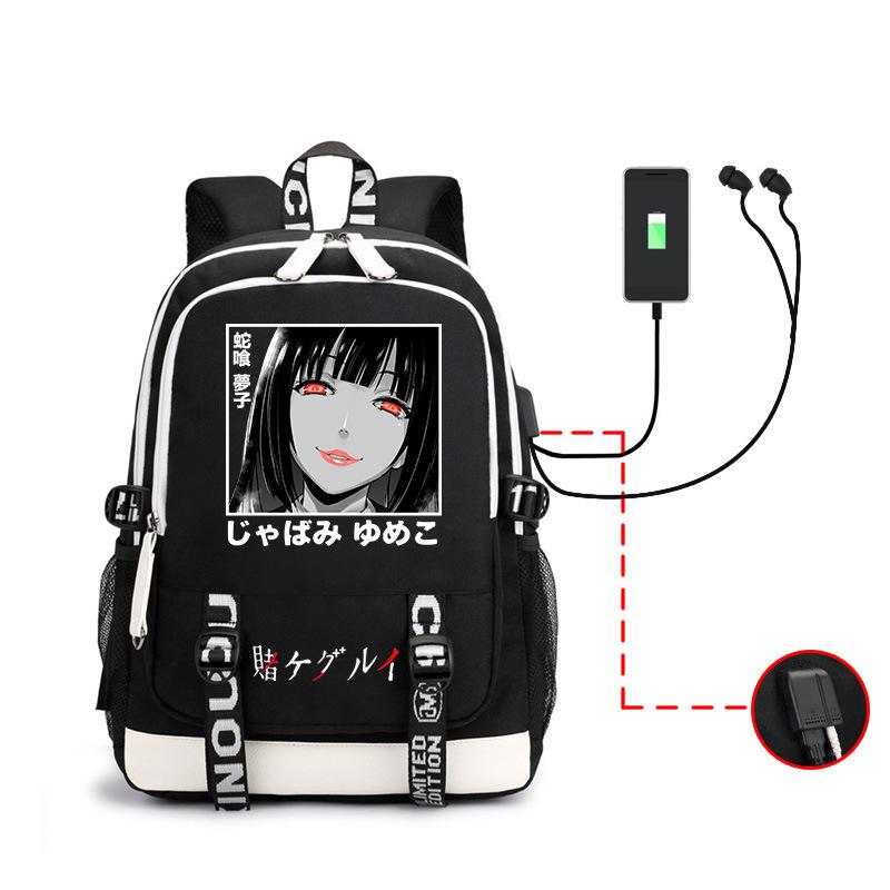 School bag, animation, the abyss of gambling, peripheral multi-function USB earphones, large-capacity men's business backpack