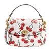 Cassie 20 Cherry Print Flap Turnlock Leather Handbag Crossbody Small Women's White Red