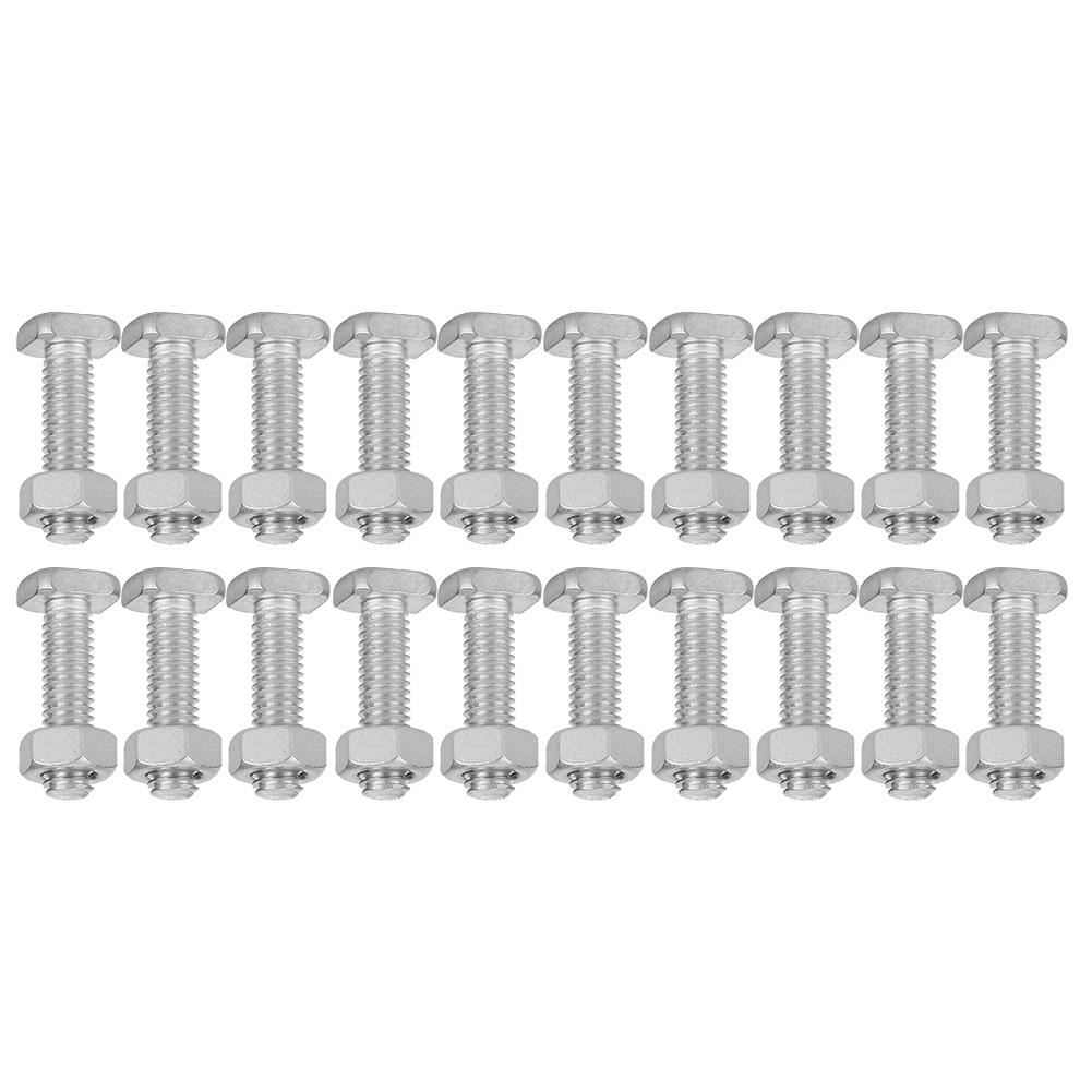 20 Set 22mm M6x22 Bolts and M6 Nut Aluminium Nuts & Bolts Set Tool Accessory for Greenhouse
