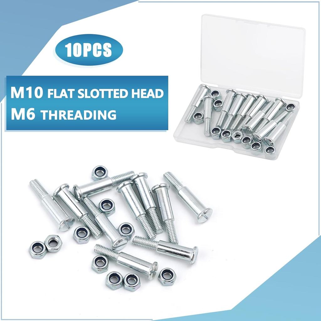 Motorcycle Handlebar Lever Pivot Bolt in Low Carbon Steel Material,M10 Flat Slotted Head,M6 Threading,Overall Lenght 32mm,Compatibel with 25mm