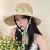Wide Brim Women Visor Bucket Hat Breathable Beach Hat Flower Straw Hat  Seaside Vacation