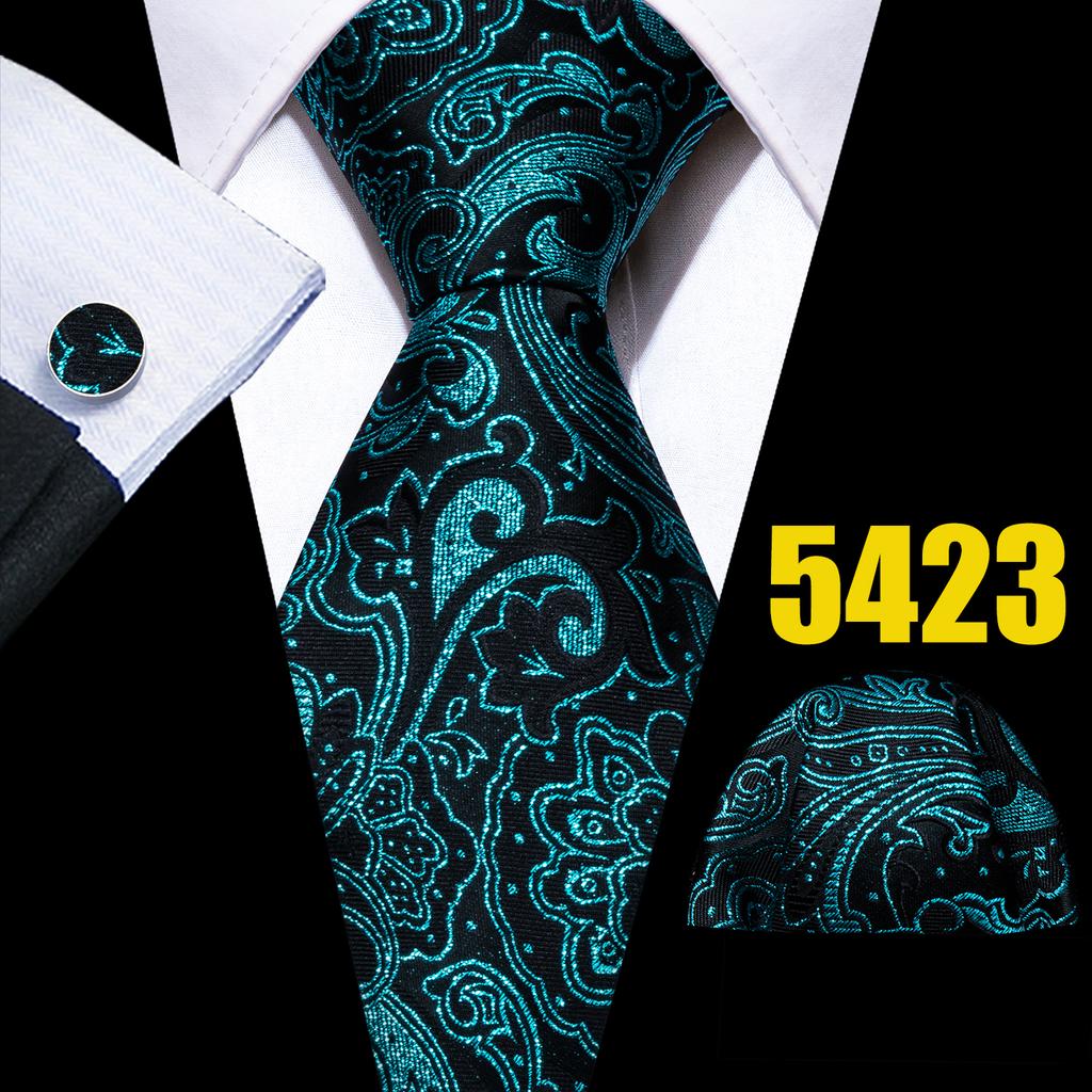 Barry.Wang Férfi Divat Nyakkendők Virágos Paisley Szövött Selyem Nyakkendő Zsebkendő Mandzsettagombok Formális Alkalmi Üzleti