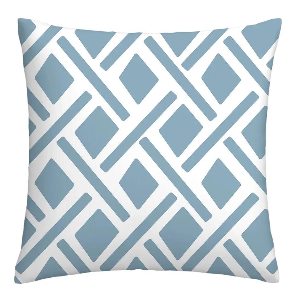 Blue and White Geometric Decorative Pillowcase Living Room Office Home Pillowcase Car Ornaments Ideal Gift