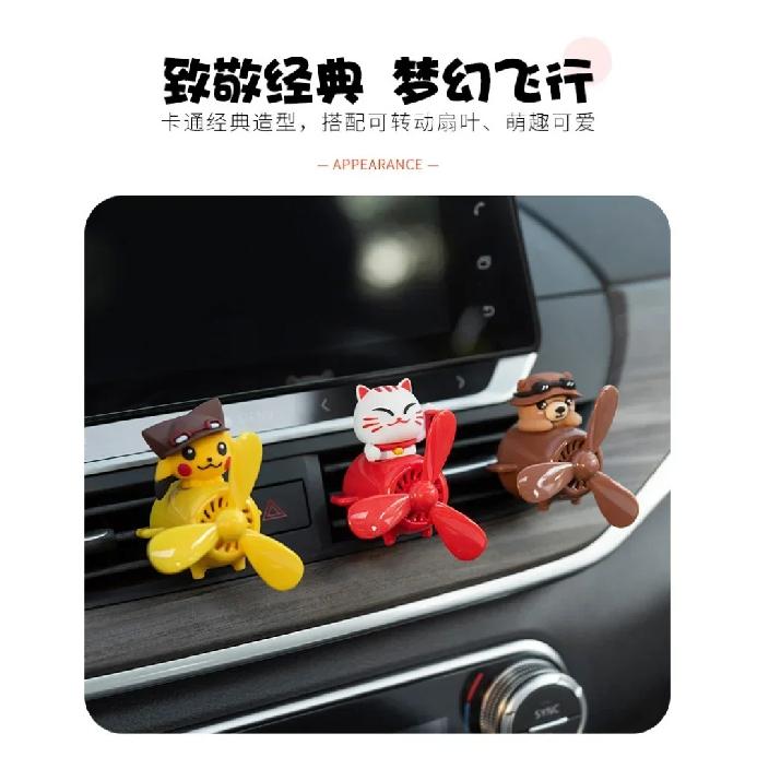 Anime Pikachu Go Rotating Propeller Cartoon Car Air Freshener Smell Perfume Diffuser Pilot Fragrance Air Car Fans Decor