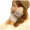 Fashion women's double-layer thickened thermal bag mittens, autumn and winter outdoor boys and girls couple rabbit wool gloves