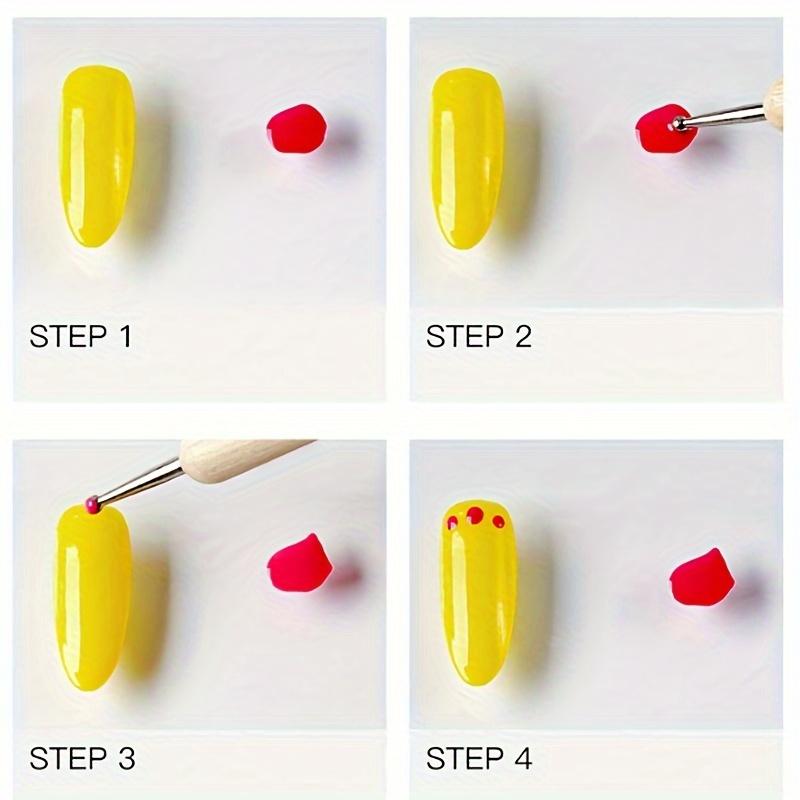 5pcs Double-Headed Nail Art Dotting Brush, Imprint Dotting Pen, Dual-Use Dotting Pen, Carving Pen, Wooden Stick Tool, Press-On Pen