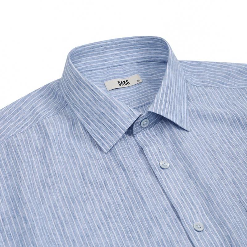 Daks Linen Blend Micro Stripe Regular Fit Dress Shirt Dms3shdl120b1