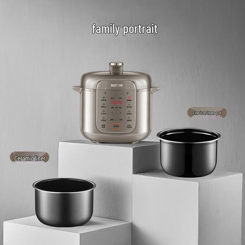 Supor 5L Smart Electric Pressure Cooker with Dual Pots CN plug (adapter included)