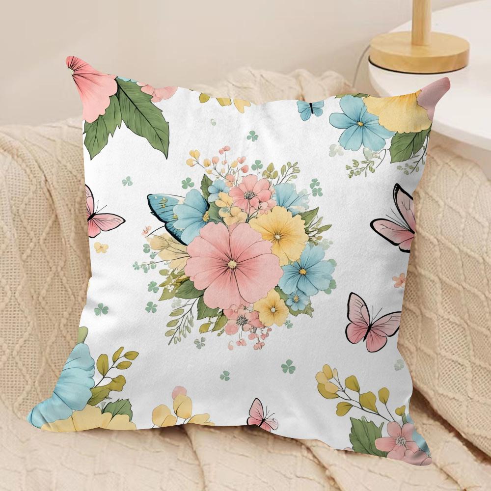 

spring floral Cushion Cover Soft Plush Fabric DoubleSided Printed Cushion Covers for All Seasons Modern HomeDecor Gift 30x30cm